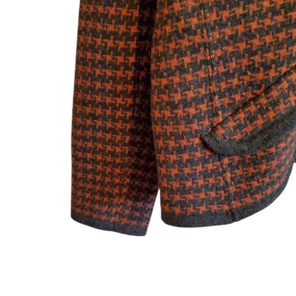 David Brooks 100% Lamb Wool Orange Brown Houndstooth Cardigan XL - Picture 5 of 15